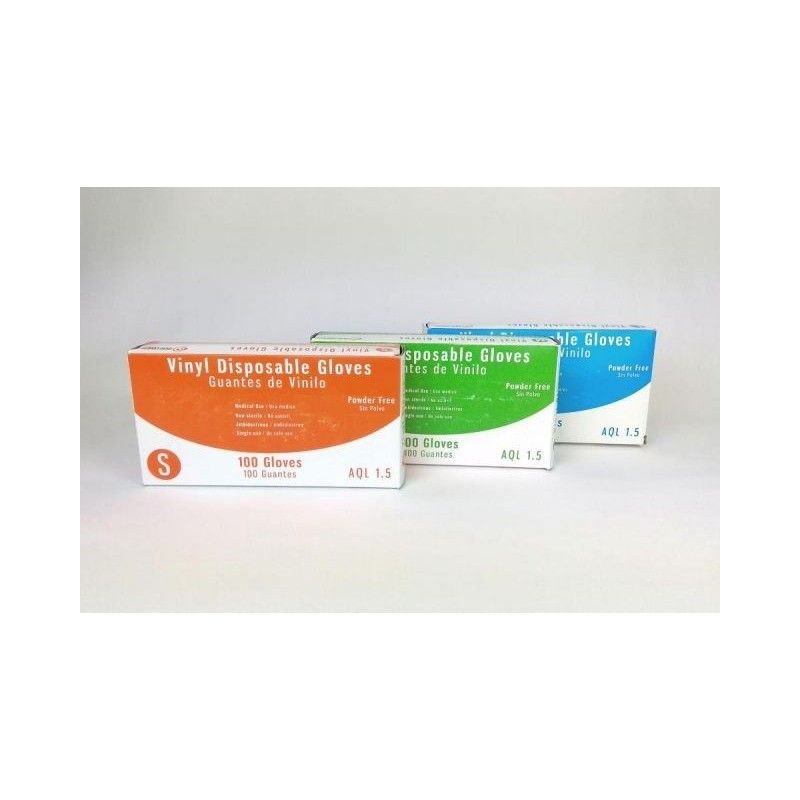 Guantes de Vinilo Sin Polvo S-M-L-XL | Caja 100 Unidades