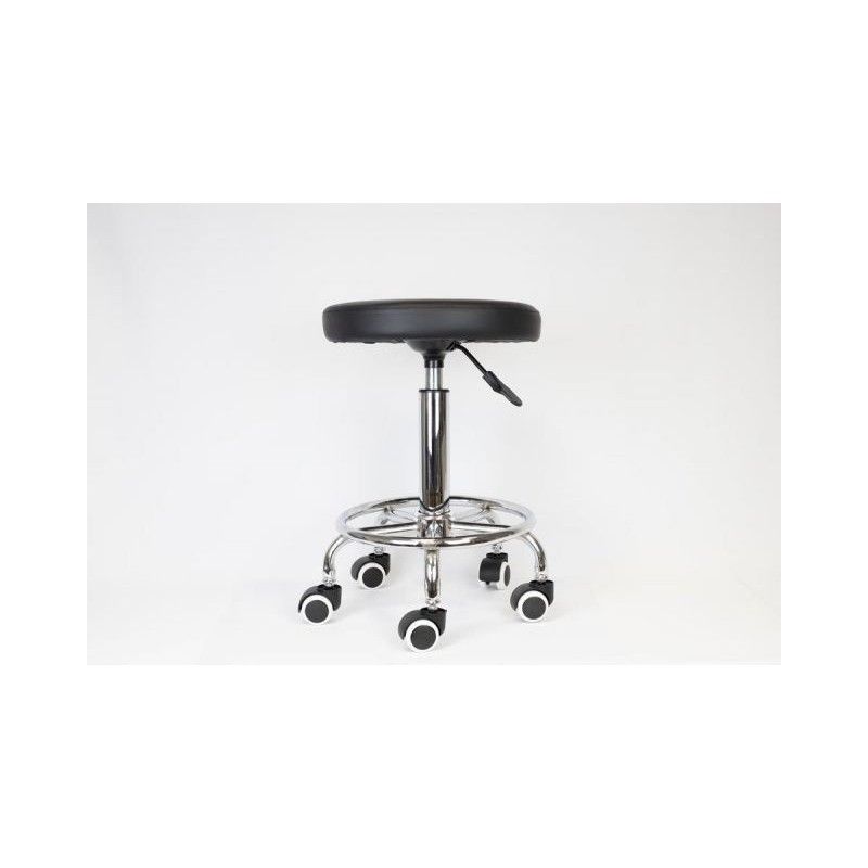 Taburete Médico Negro Giratorio con Ruedas | 52-67cm