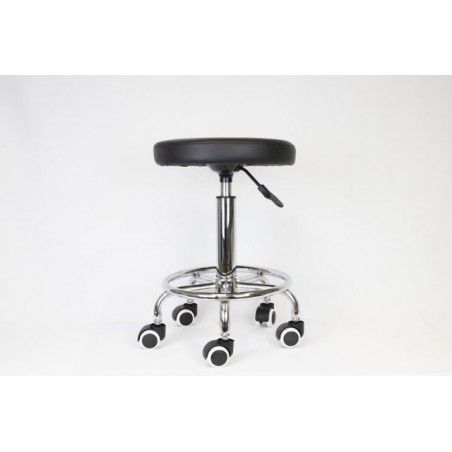 Taburete Médico Negro Giratorio con Ruedas | 52-67cm
