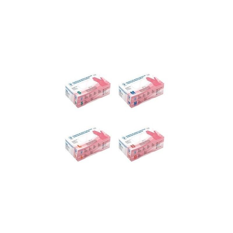 GUANTES DE NITRILO SIN POLVO ROSA