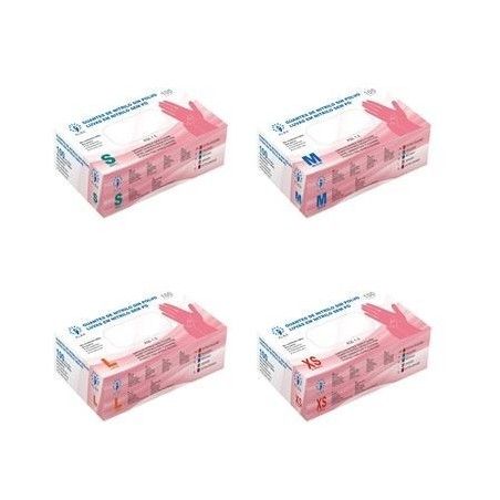 GUANTES DE NITRILO SIN POLVO ROSA